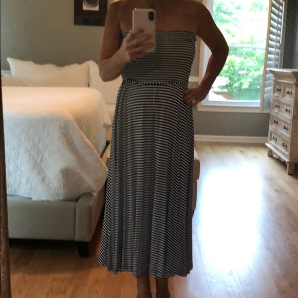 GAP knit tube midi dress navy and white stripe - Picture 4 of 6